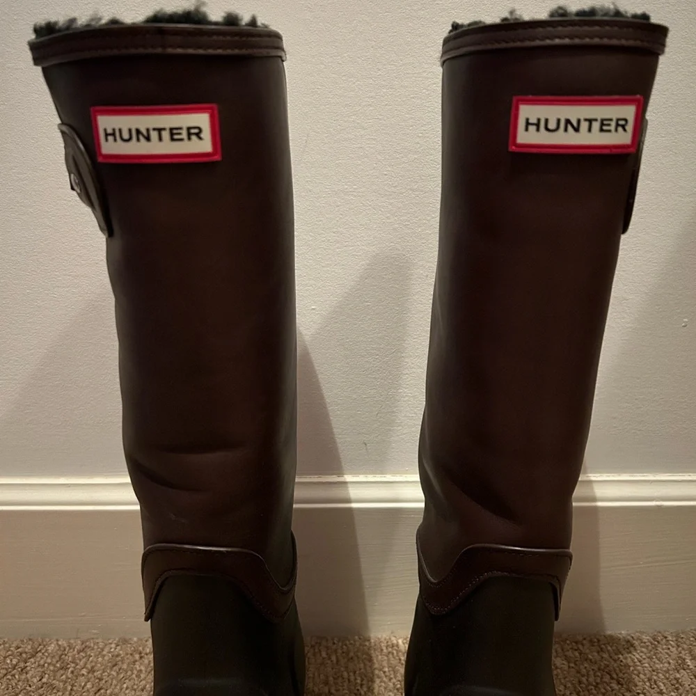Hunter Tall Winter Rain Boots in Black and Brown